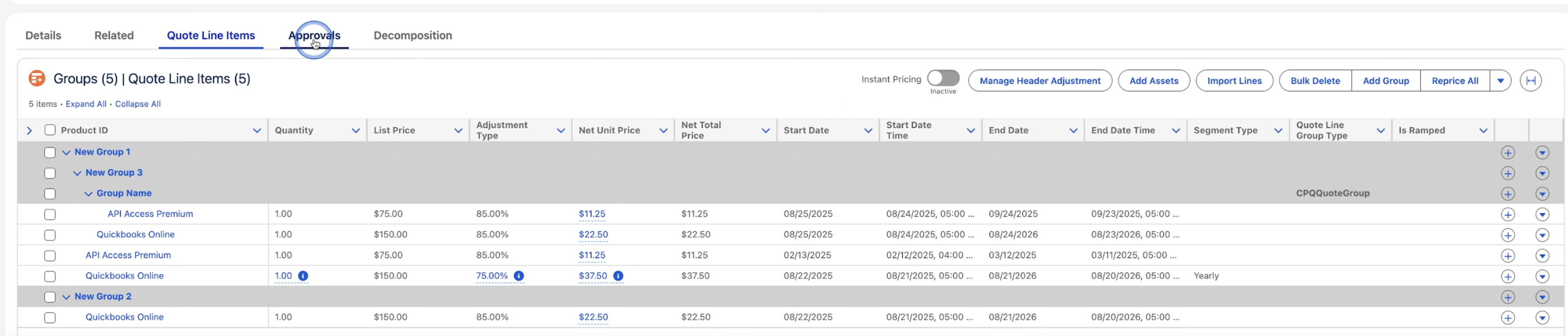 Winter 26 RCA New Sales transaction line editor
